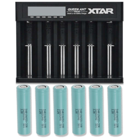 Xtar Queen ANT MC6 Li-ion batteriladdare + 6 st. Samsung INR18650-20R 2000mAh Li Ion-batterier